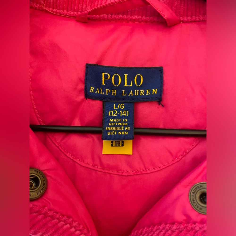 Big Girls Ralph Lauren Pink Quilted Jacket Sz Lg 12/14 - Picture 12 of 16